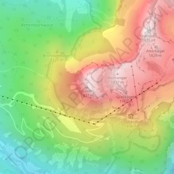 Topografische Karte Loser, Höhe, Relief