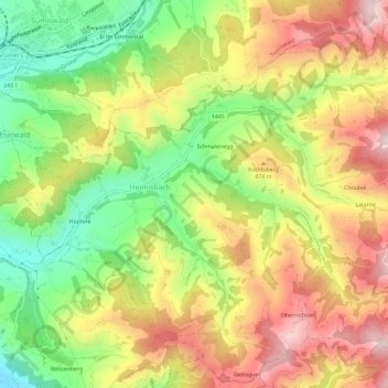 Topografische Karte Under-Schwarzenegg, Höhe, Relief