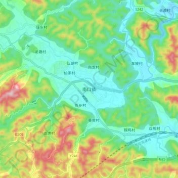 Topografische Karte 南口镇, Höhe, Relief
