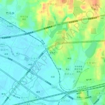 Topografische Karte 牛长坑, Höhe, Relief