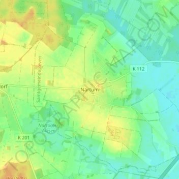 Topografische Karte Nartum, Höhe, Relief