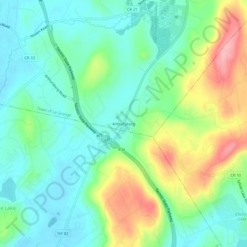 Topografische Karte Arthursburg, Höhe, Relief