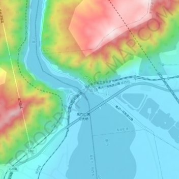 Topografische Karte 龙门古镇, Höhe, Relief