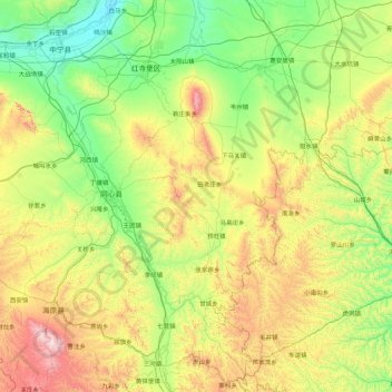 Topografische Karte 同心县, Höhe, Relief