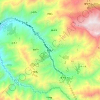 Topografische Karte 玉皇乡, Höhe, Relief