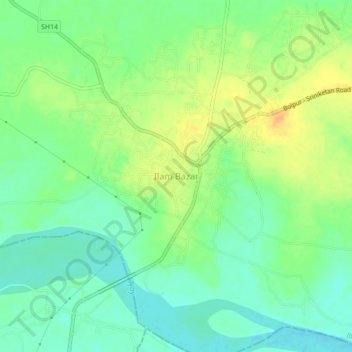 Topografische Karte Ilam Bazar, Höhe, Relief