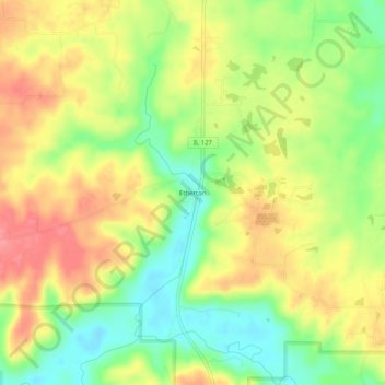 Topografische Karte Etherton, Höhe, Relief