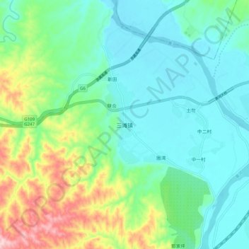Topografische Karte 三滩镇, Höhe, Relief