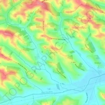 Topografische Karte Duriou, Höhe, Relief