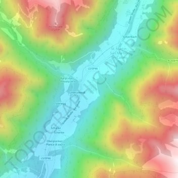 Topografische Karte Preindl, Höhe, Relief