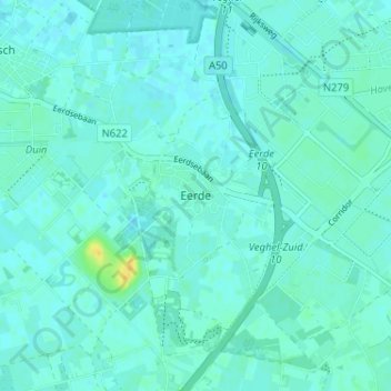 Topografische Karte Eerde, Höhe, Relief