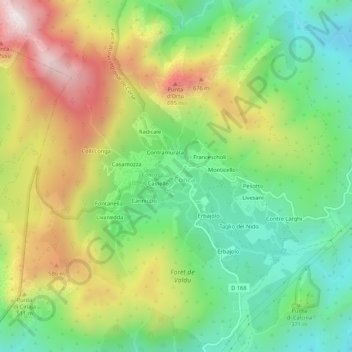 Topografische Karte Pianiccia, Höhe, Relief