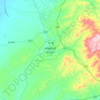 Topografische Karte 和林格尔县, Höhe, Relief