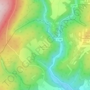 Topografische Karte Fallenseifenberg, Höhe, Relief