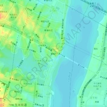 Topografische Karte 雅瑶村, Höhe, Relief