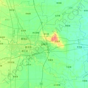 Topografische Karte 召陵区, Höhe, Relief