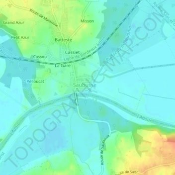 Topografische Karte Maison Bellepeyre, Höhe, Relief