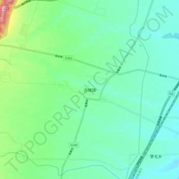 Topografische Karte 古城镇, Höhe, Relief