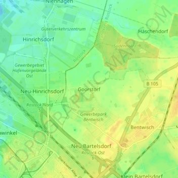 Topografische Karte Goorstorf, Höhe, Relief