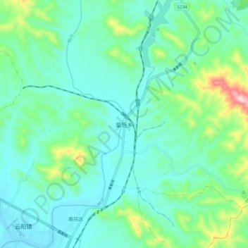 Topografische Karte 皇后乡, Höhe, Relief