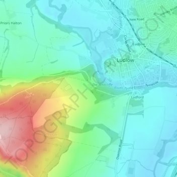 Topografische Karte Whitcliffe, Höhe, Relief