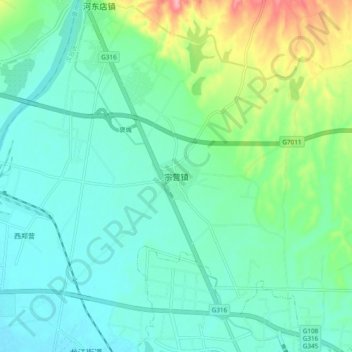 Topografische Karte 宗营镇, Höhe, Relief