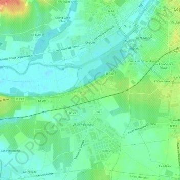 Topografische Karte Montignac, Höhe, Relief