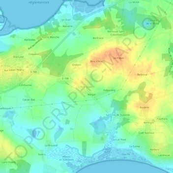 Topografische Karte Kerguet, Höhe, Relief