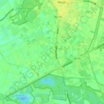 Topografische Karte Roggelsedijk, Höhe, Relief
