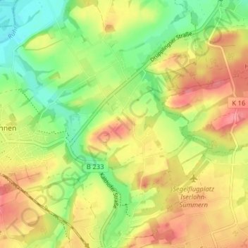 Topografische Karte Drüpplingsen, Höhe, Relief
