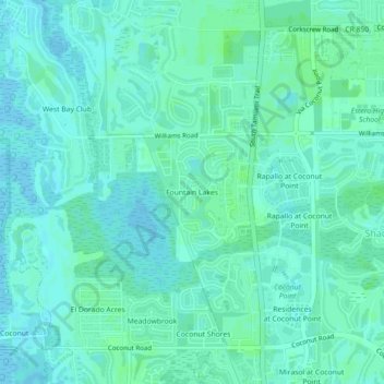 Topografische Karte Fountain Lakes, Höhe, Relief