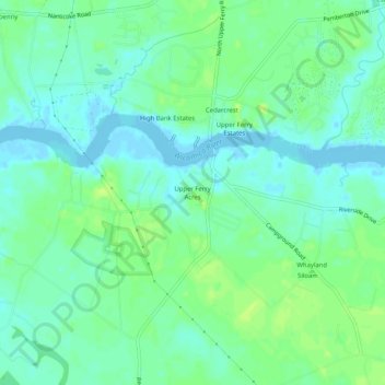 Topografische Karte Upper Ferry Acres, Höhe, Relief