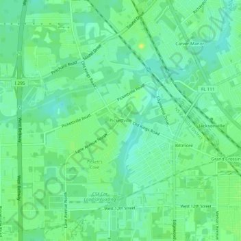 Topografische Karte Pickettville, Höhe, Relief