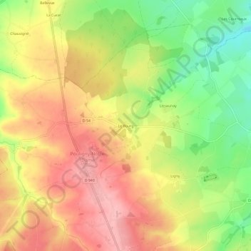 Topografische Karte Le Bourg, Höhe, Relief
