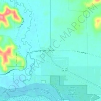 Topografische Karte Gotham, Höhe, Relief