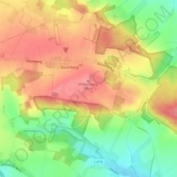 Topografische Karte Baumberge, Höhe, Relief