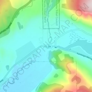 Topografische Karte Nicola, Höhe, Relief