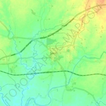 Topografische Karte Sakti, Höhe, Relief