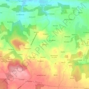 Topografische Karte Menelay, Höhe, Relief