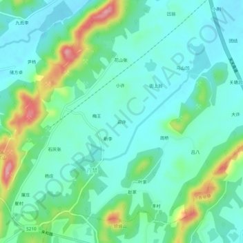 Topografische Karte 迎许, Höhe, Relief
