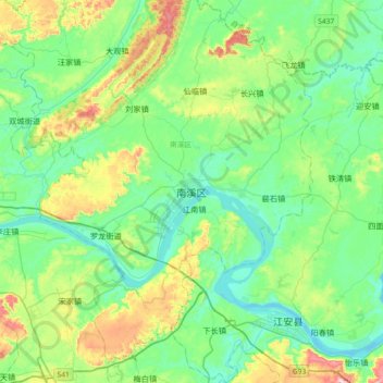 Topografische Karte 南溪区, Höhe, Relief