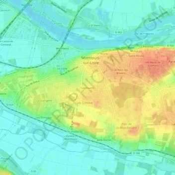 Topografische Karte Les Quarts, Höhe, Relief