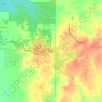 Topografische Karte Cleary, Höhe, Relief