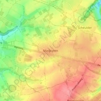 Topografische Karte Margraten, Höhe, Relief