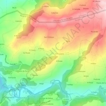 Topografische Karte Mirallos, Höhe, Relief