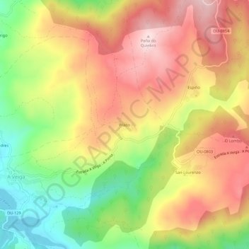 Topografische Karte Prado, Höhe, Relief