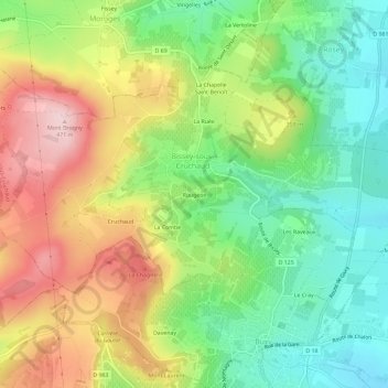 Topografische Karte Rougeon, Höhe, Relief