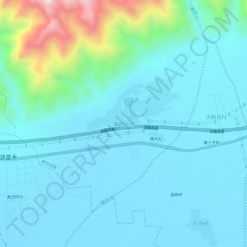 Topografische Karte 美岱召村, Höhe, Relief