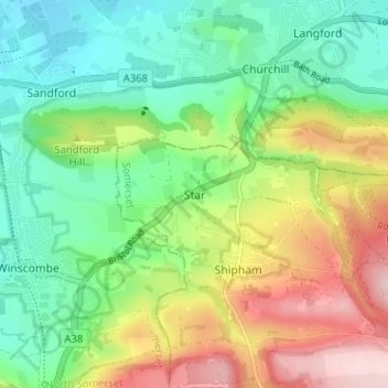 Topografische Karte Star, Höhe, Relief