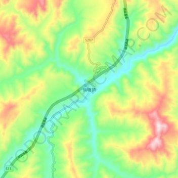 Topografische Karte 倘塘镇, Höhe, Relief